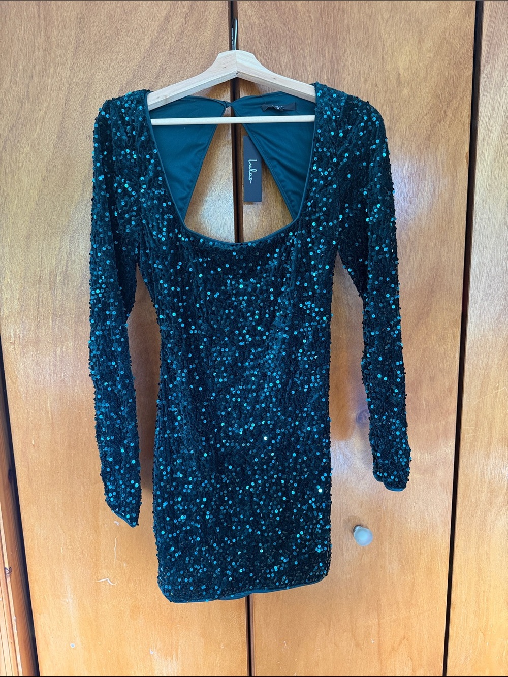 Lulus Emerald Sequin Long Sleeve Mini Dress
